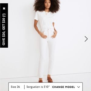 Madewell The High-Rise Perfect Vintage Jean - white - size 26P